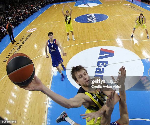 Jan Vesely, #24 of Fenerbahce Istanbul in action during the Turkish Airlines Euroleague Basketball Top 16 Round 6 game between Anadolu Efes Istanbul...