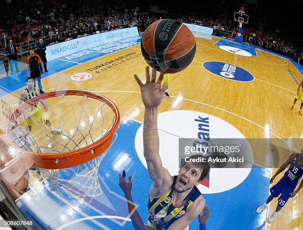 Jan Vesely, #24 of Fenerbahce Istanbul in action during the Turkish Airlines Euroleague Basketball Top 16 Round 6 game between Anadolu Efes Istanbul...