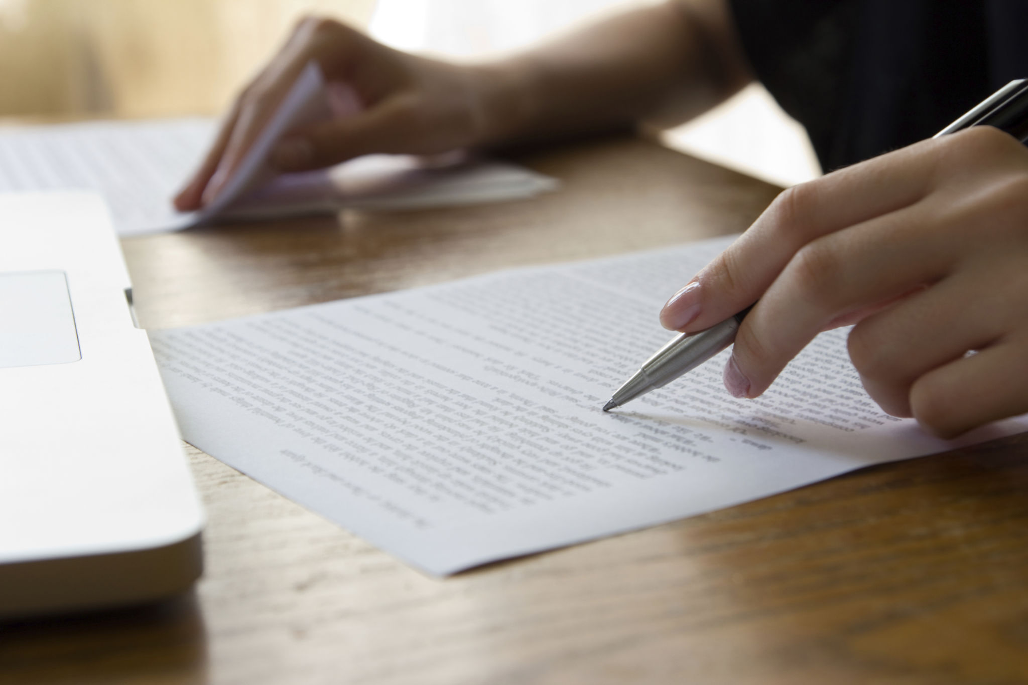 writing desk with manuscript