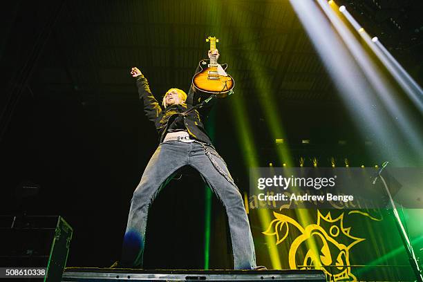 Ben Wells of Black Stone Cherry performs at First Direct Arena on February 5, 2016 in Leeds, England.