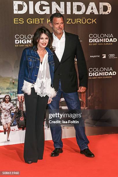 Iris Berben and Heiko Kiesow attend the 'Colonia Dignidad - Es gibt kein zurueck' Berlin Premiere on February 05, 2016 in Berlin, Germany.