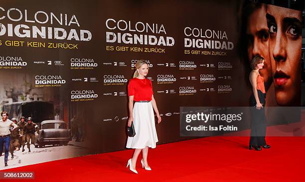 Jennifer Ulrich and Vicky Krieps attend the 'Colonia Dignidad - Es gibt kein zurueck' Berlin Premiere on February 05, 2016 in Berlin, Germany.
