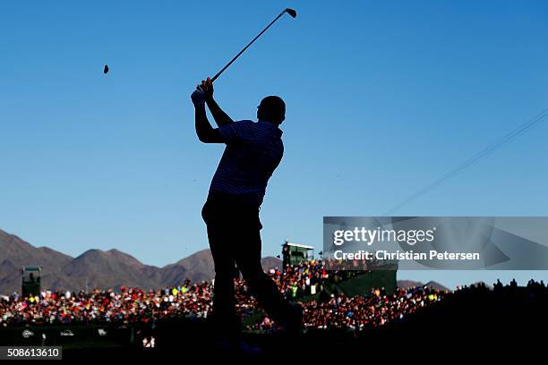 Charlie Beljan tees off on the 16th hole during the second round of the Waste Management Phoenix Open at TPC Scottsdale on February 5, 2016 in...