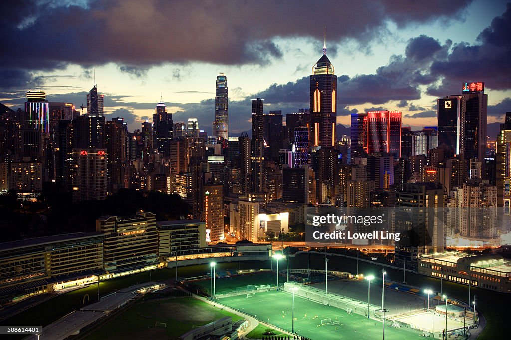 Beautiful evening at Happy Valley, Hong Kong