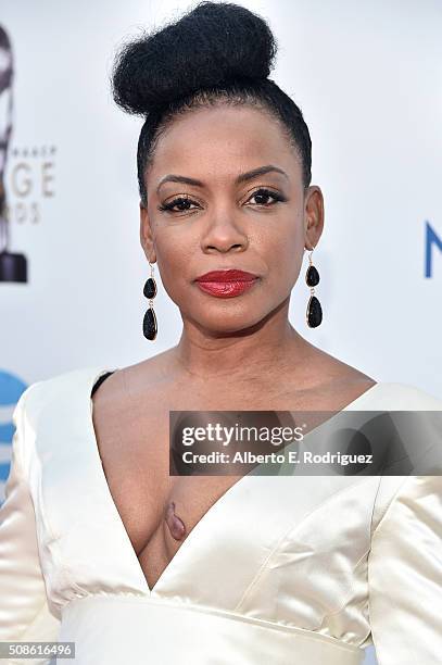 Actress Aunjanue Ellis attends the 47th NAACP Image Awards presented by TV One at Pasadena Civic Auditorium on February 5, 2016 in Pasadena,...