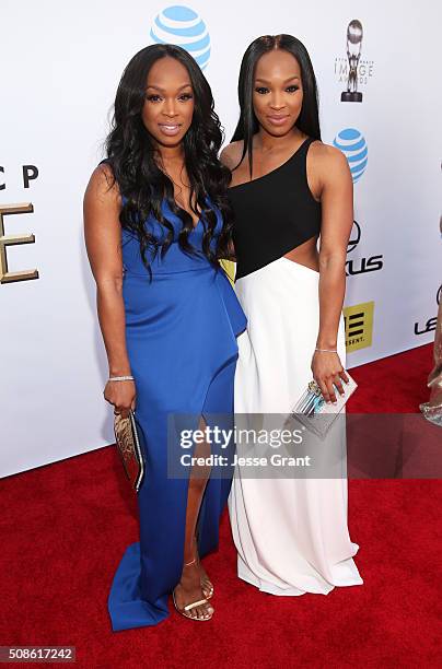 Actresses Khadijah Haqq and Malika Haqq attend the 47th NAACP Image Awards presented by TV One at Pasadena Civic Auditorium on February 5, 2016 in...