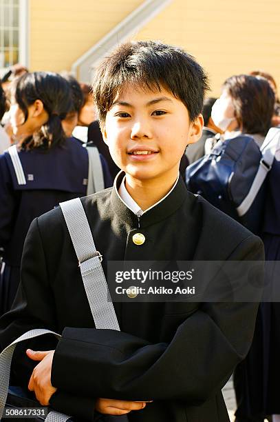 new pupils of junior high school - japanese school uniform stock pictures, royalty-free photos & images