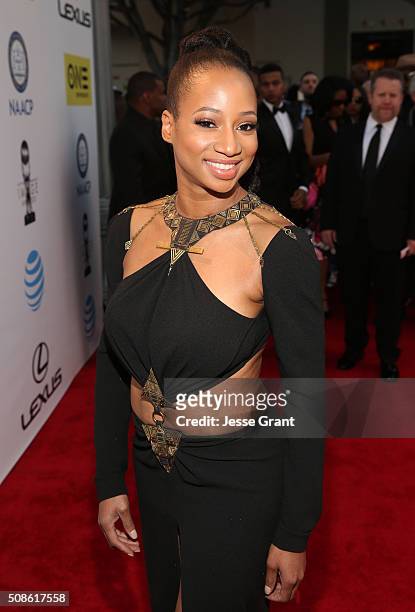 Actress Monique Coleman attends the 47th NAACP Image Awards presented by TV One at Pasadena Civic Auditorium on February 5, 2016 in Pasadena,...