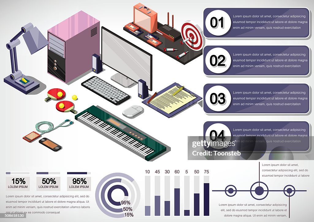 Illustration of info graphic interior office concept