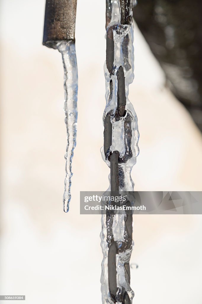 Chain Covered in Ice