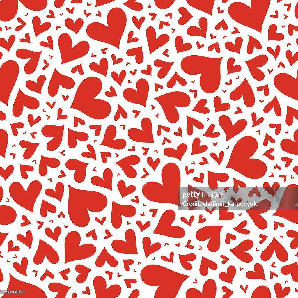 Rote Herzen nahtlose Musterung. Valentinstag Tag Vektor.