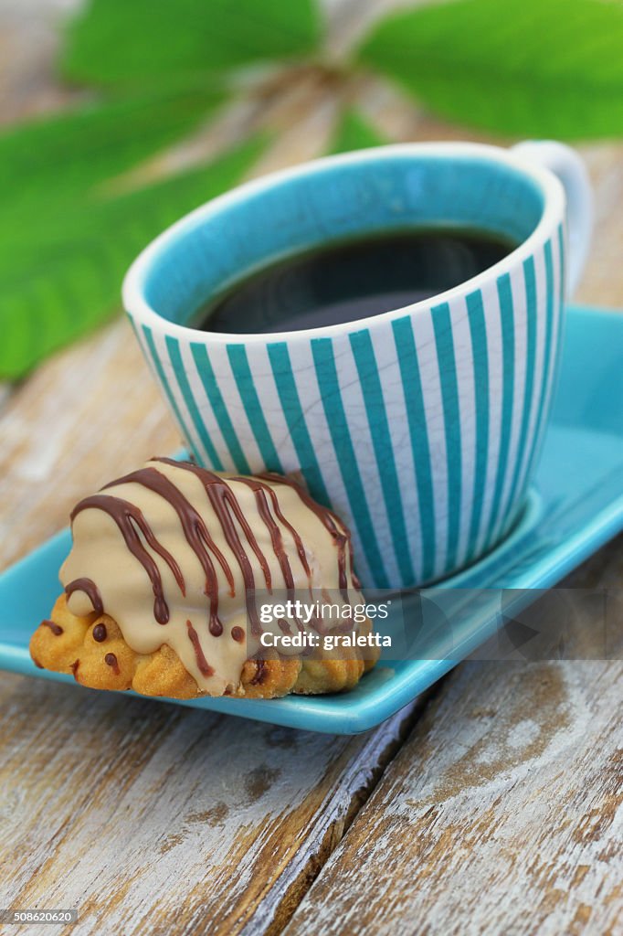 Cup of coffee and chocolate and toffee cookie