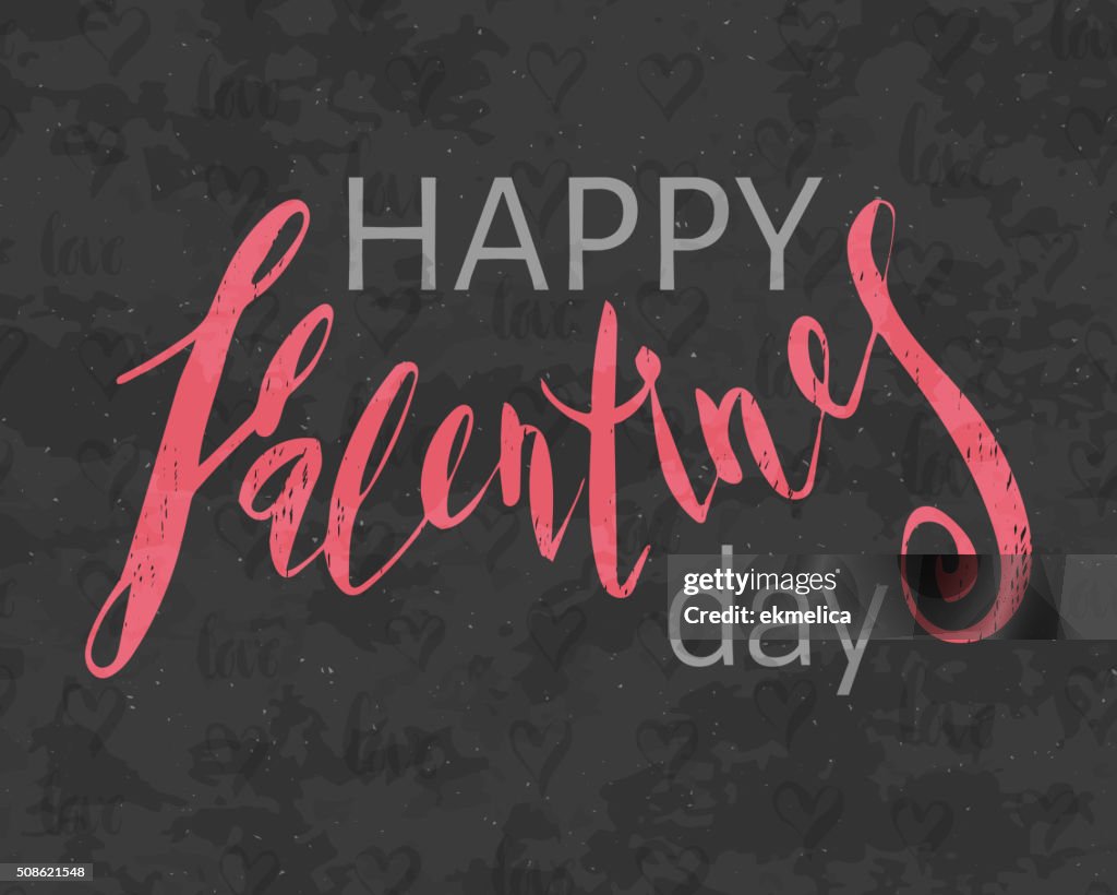 Grunge textured Happy Valentines day inscription.