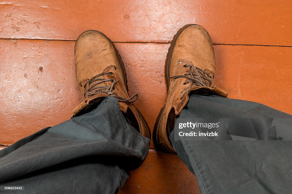 Feet in winter boots