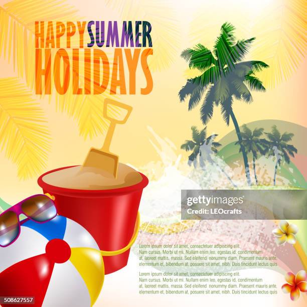 summer background - sand bucket stock illustrations