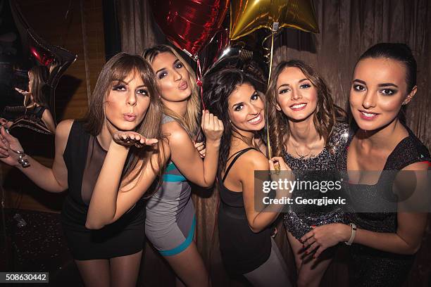 blowing kisses - drunk girls stock pictures, royalty-free photos & images