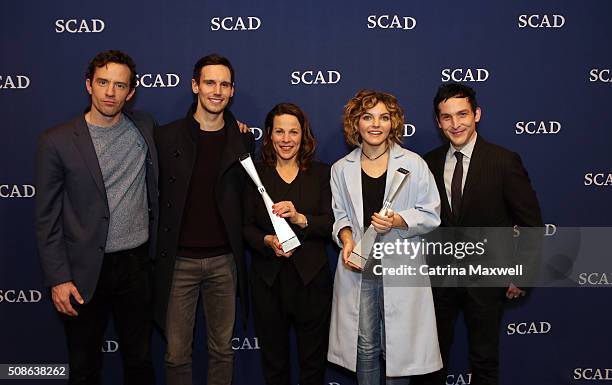 Spotlight Cast Award Recipients for "Gotham" actors Nathan Darrow, Cory Michael Smith, Camren Bicondova and Robin Lord Taylor pose together with Icon...