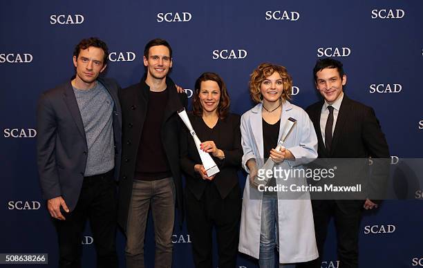 Spotlight Cast Award Recipients for "Gotham" actors Nathan Darrow, Cory Michael Smith, Camren Bicondova and Robin Lord Taylor pose together with Icon...