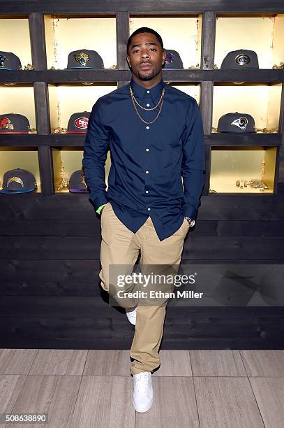 Player Malcolm Butler attends the New Era Style Lounge at The Battery on February 5, 2016 in San Francisco, California.