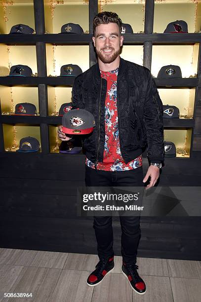 Player Travis Kelce attends the New Era Style Lounge at The Battery on February 5, 2016 in San Francisco, California.