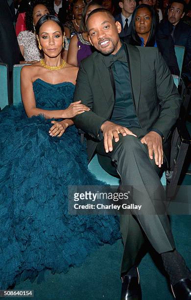 Actors Will Smith and Jada Pinkett Smith attend the 47th NAACP Image Awards presented by TV One at Pasadena Civic Auditorium on February 5, 2016 in...