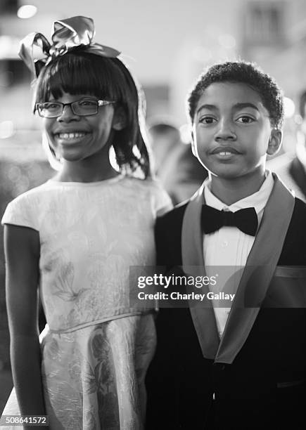 Actors Marsai Martin and Miles Brown attend the 47th NAACP Image Awards presented by TV One at Pasadena Civic Auditorium on February 5, 2016 in...