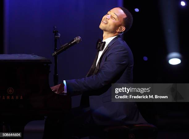 Singer John Legend, winner of the President's Award, performs onstage during the 47th NAACP Image Awards presented by TV One at Pasadena Civic...
