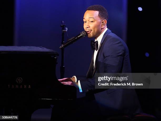 Recording artist John Legend performs onstage at the 47th NAACP Image Awards presented by TV One at Pasadena Civic Auditorium on February 5, 2016 in...