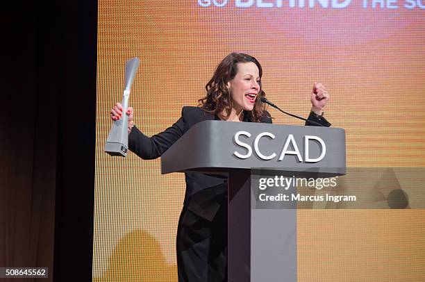 Actress Lili Taylor receives the Icon Spotlight Award during 2016 aTVFest 2016 Day 2 at SCADShow Performing Arts Theater on February 5, 2016 in...