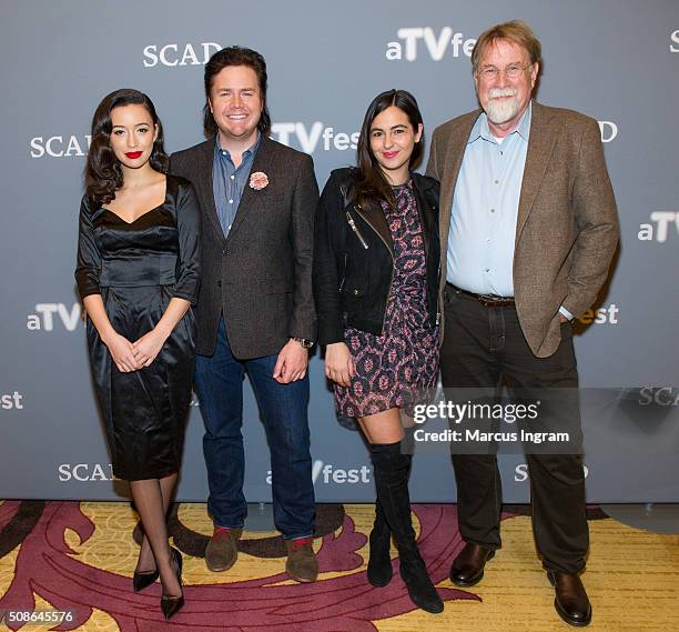 Actress Christian Serratos, actor Josh McDermitt, actress Alanna Masterson and Executive Producer Tom Luce attend 'The Walking Dead' event during...