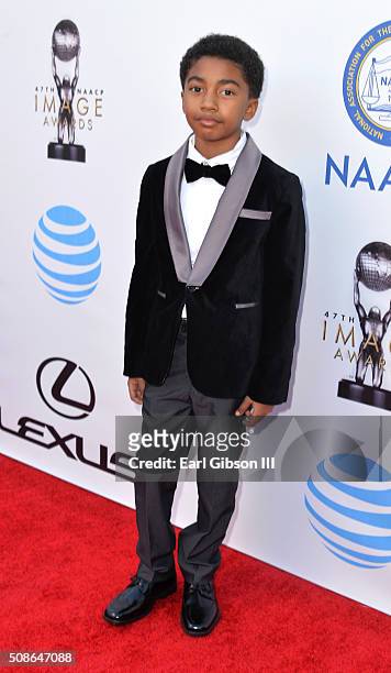 Actor Miles Brown attends the 47th NAACP Image Awards presented by TV One at Pasadena Civic Auditorium on February 5, 2016 in Pasadena, California.