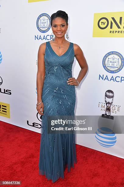 Actress Kimberly Elise attends the 47th NAACP Image Awards presented by TV One at Pasadena Civic Auditorium on February 5, 2016 in Pasadena,...