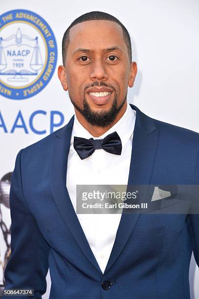 Actor Affion Crockett attends the 47th NAACP Image Awards presented by TV One at Pasadena Civic Auditorium on February 5, 2016 in Pasadena,...