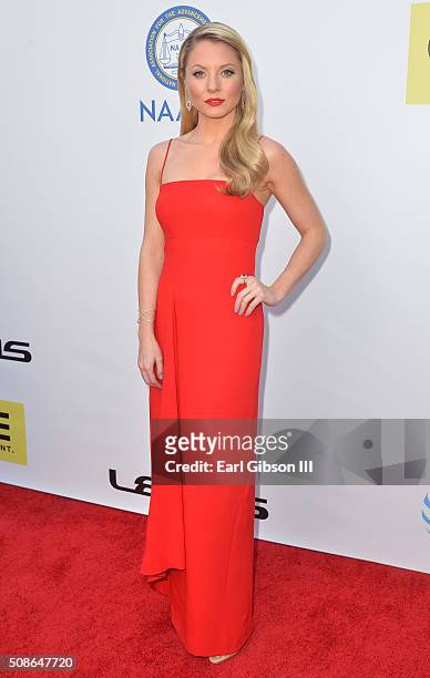 Actress Kaitlin Doubleday attends the 47th NAACP Image Awards presented by TV One at Pasadena Civic Auditorium on February 5, 2016 in Pasadena,...