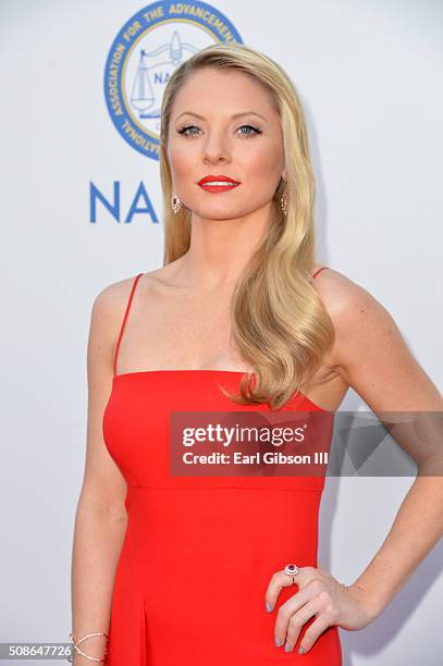 Actress Kaitlin Doubleday attends the 47th NAACP Image Awards presented by TV One at Pasadena Civic Auditorium on February 5, 2016 in Pasadena,...