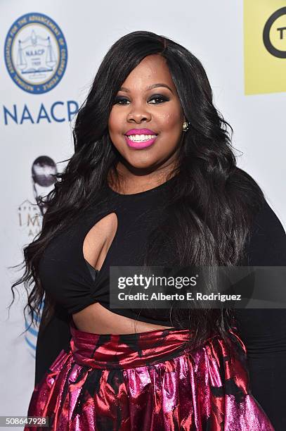 Actress Amber Riley attends the 47th NAACP Image Awards presented by TV One at Pasadena Civic Auditorium on February 5, 2016 in Pasadena, California.