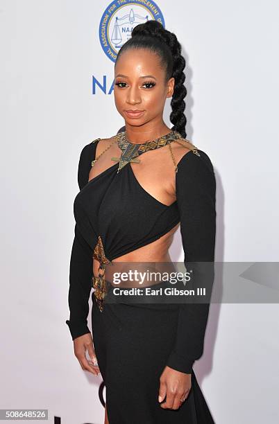 Actress Monique Coleman attends the 47th NAACP Image Awards presented by TV One at Pasadena Civic Auditorium on February 5, 2016 in Pasadena,...