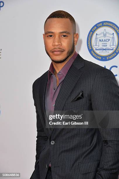 Actor Trai Byers attends the 47th NAACP Image Awards presented by TV One at Pasadena Civic Auditorium on February 5, 2016 in Pasadena, California.