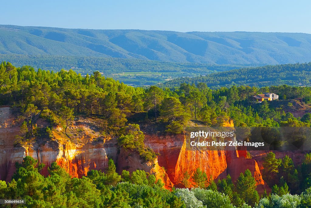 Red cliffs in the surroundings of Roussillon, Provence, France