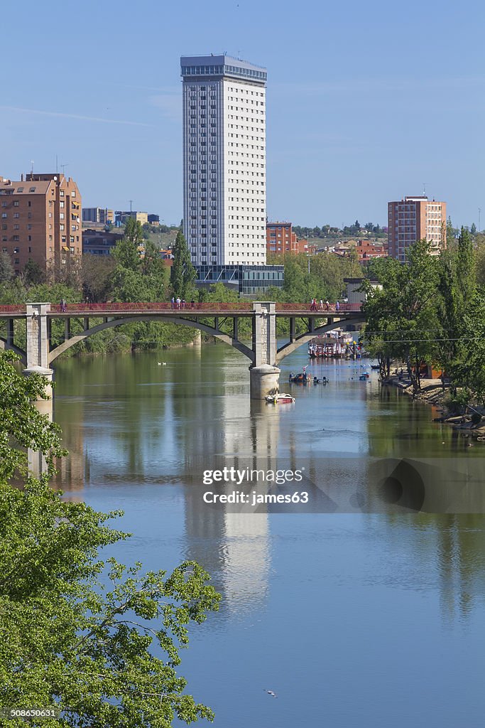 Rio Pisuerga passing through the city of Valladolid, Spain