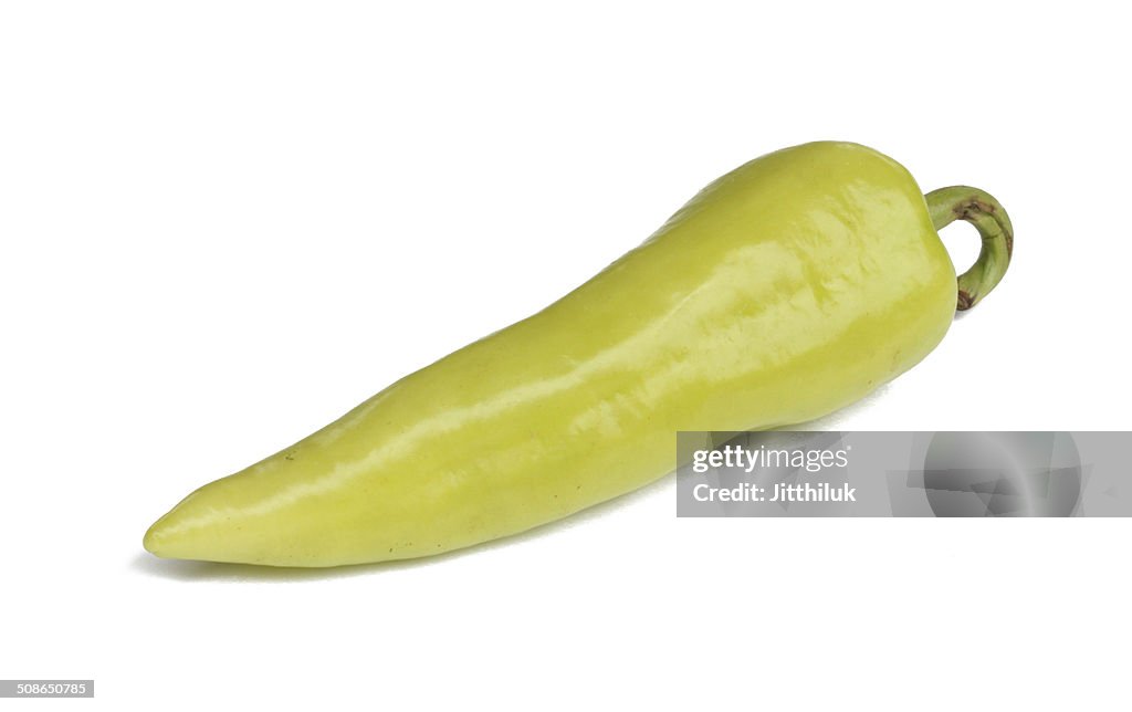 Green sweet peppers on a white background