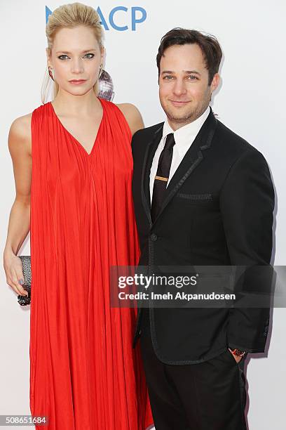 Actress Caitlin Mehner and producer Danny Strong attends the 47th NAACP Image Awards presented by TV One at Pasadena Civic Auditorium on February 5,...