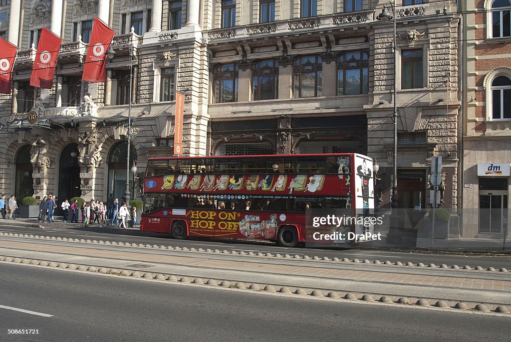 Budapest city street buildings