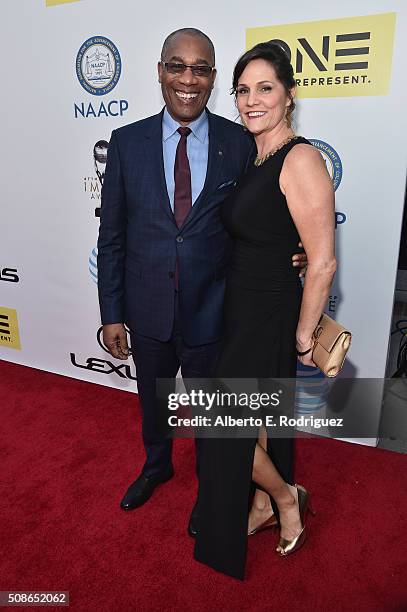 Actor Joe Morton and Christine Lietz attend the 47th NAACP Image Awards presented by TV One at Pasadena Civic Auditorium on February 5, 2016 in...