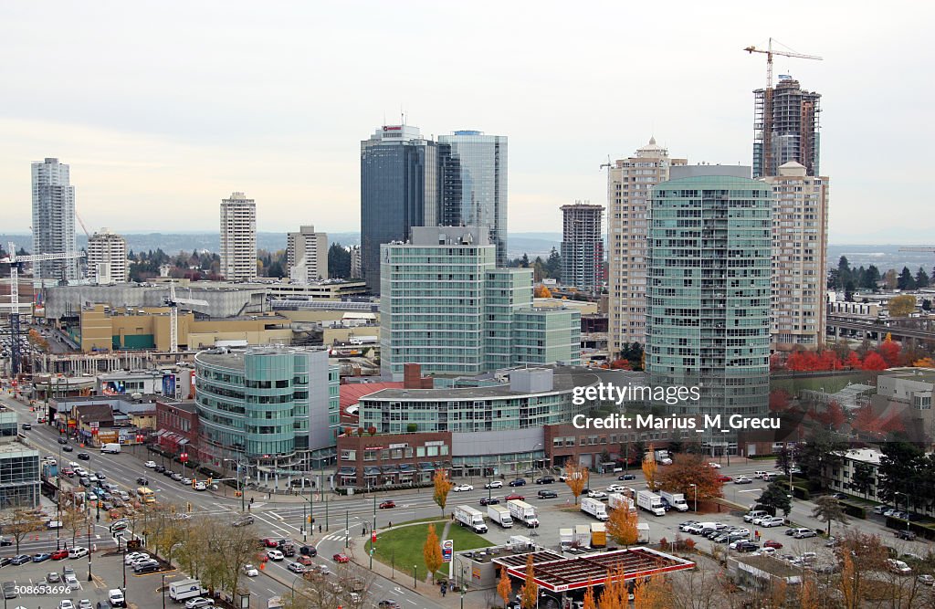 View of some Burnaby highrises and of Metropolis at Metrotowm Mall.