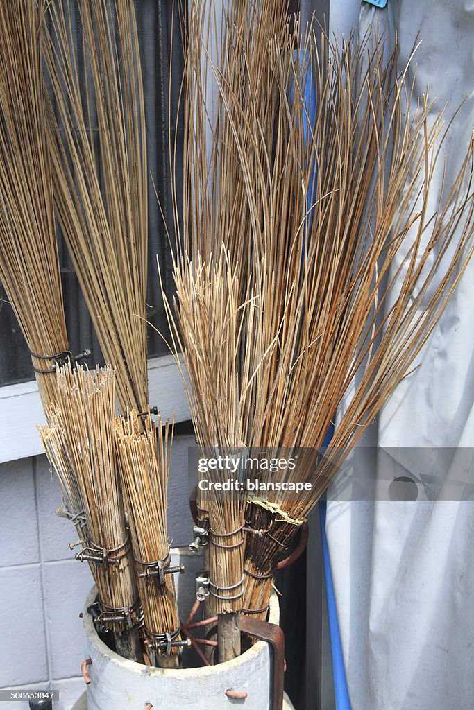 Brooms made from coconut leaf