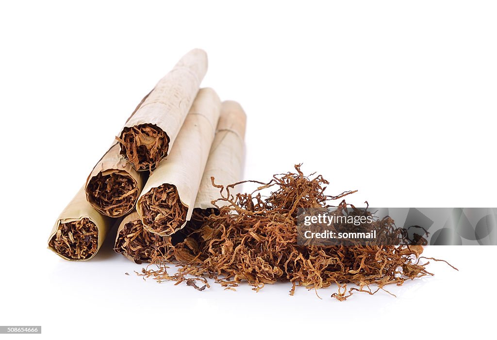 Tobacco pile and cigarette