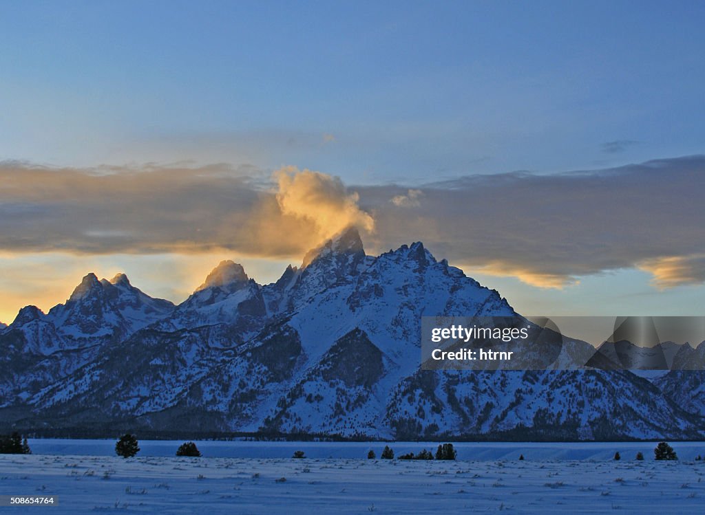 Grand Tetons Lenticular Cloud Twilight Sunset in Wyoming