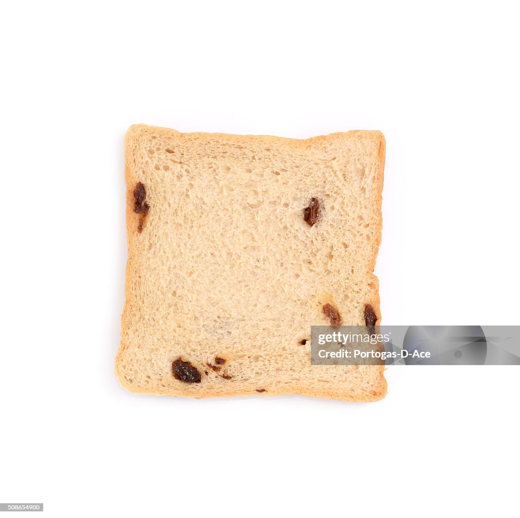 Slice of bread on white background