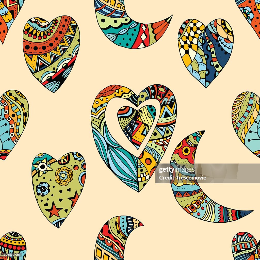 Pattern of hearts and crescent